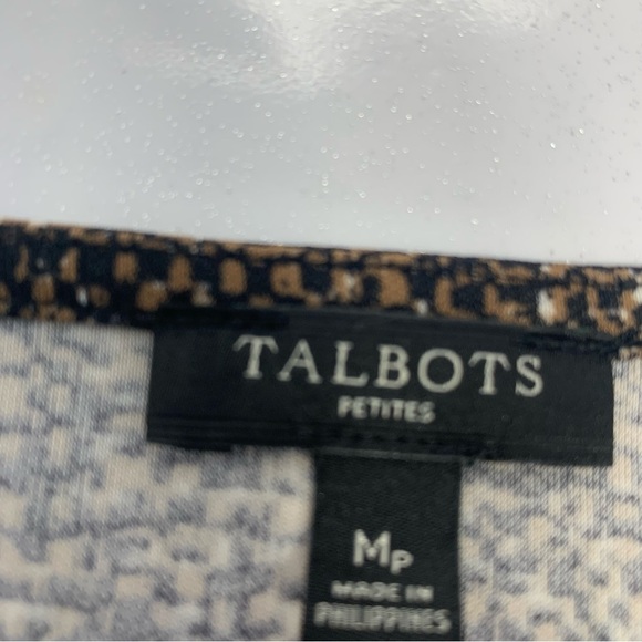 Talbots Midi Dress  MP Brown Print Ruched  3/4 Sleeve Stretch Office Travel Work - Picture 6 of 8